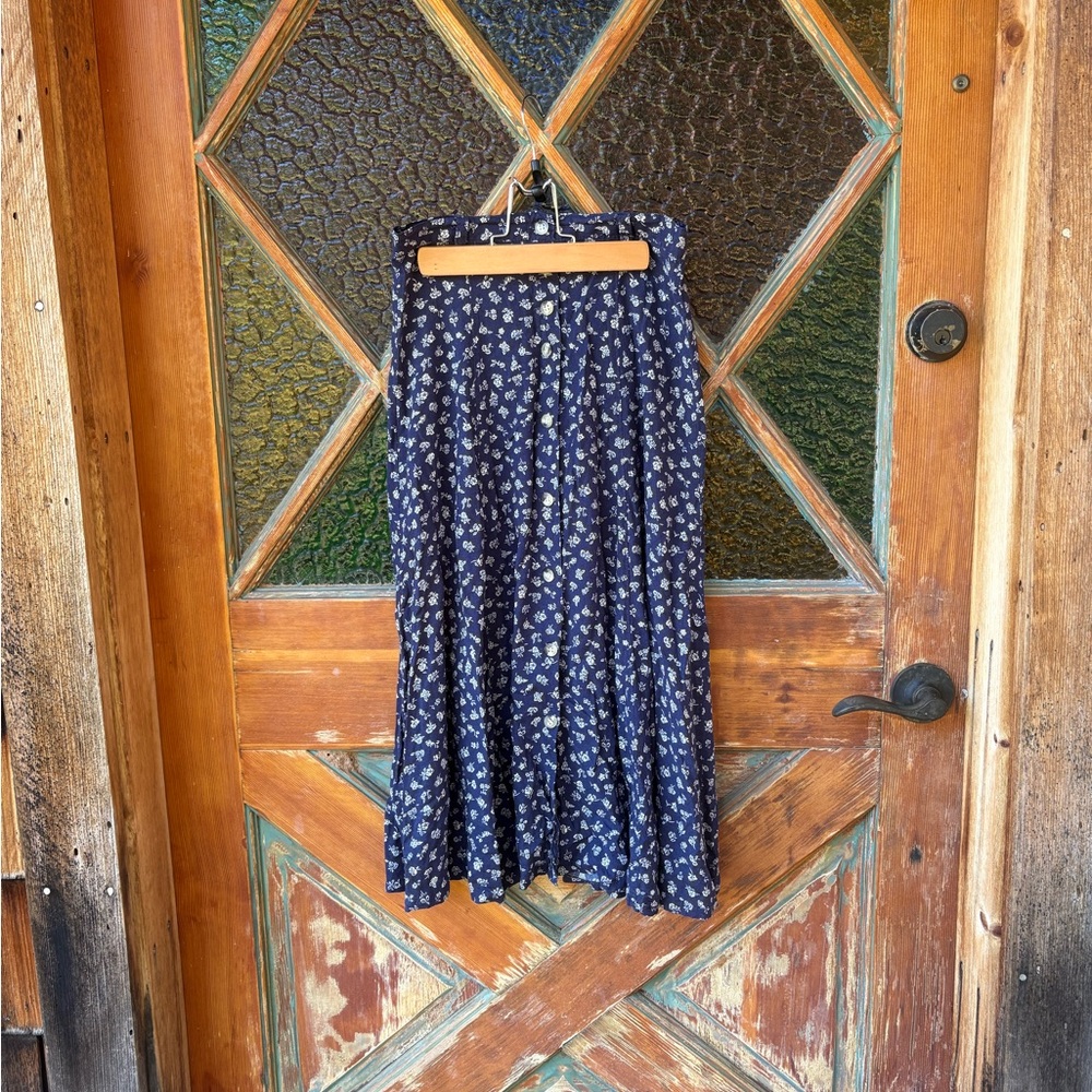 Vintage Floral Navy Skirt